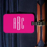 Hot Pink and White Three Letter Monogram Luggage Tag