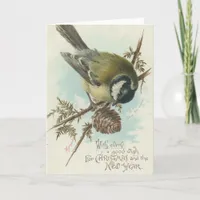 Vintage Bird Christmas and New Year Holiday Card