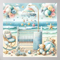 Pastel Beach Nursery Poster