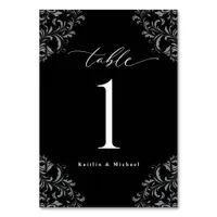 Elegant Black White Vintage Classic Small Wedding Table Number