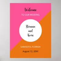 Geometric Pink Orange Wedding Welcome Poster