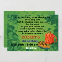 BackPack & Boots Camping Party Birthday Invitation