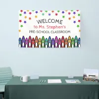 Crayons Stars Colorful Welcome Teacher's Classroom Banner