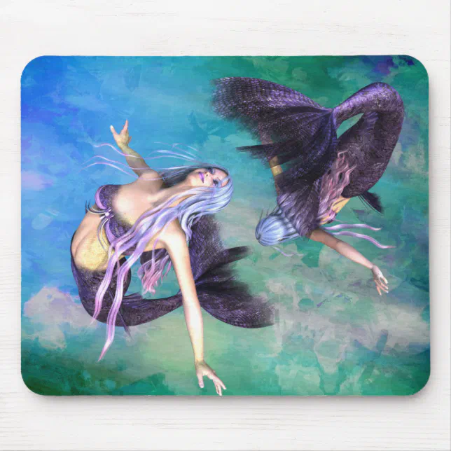 Pisces – Two Mermaids Swimming in a Loop Mouse Pad