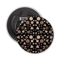 Hexagon & Triangle Pink & Brown on Black Pattern  Bottle Opener