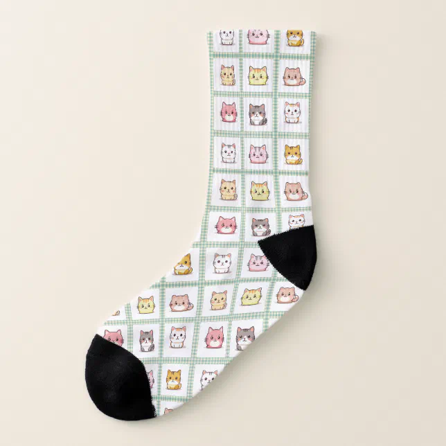 Cute Kittens Vintage Gingham Pillowcase Socks