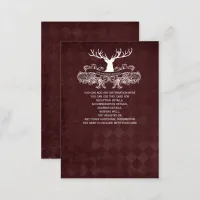 Burgundy Rustic Antler Deer Woodland Wedding Enclosure Card