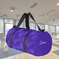 Purple planets, modern fractal pattern, custom duffle bag