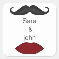 lips and mustache mod wedding envelope seal