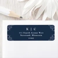 Elegant Navy Blue Vintage Wedding Return Address L Label