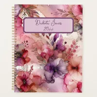 Pink & Purple Floral Alcohol Ink Personalized Planner