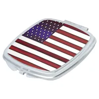 Modern Embossed American Flag Compact Mirror