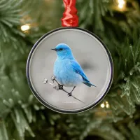 Beautiful Mountain Bluebird Songbird at the Beach Metal Ornament