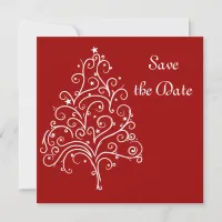 Red Christmas Tree Winter Wedding Save the Date