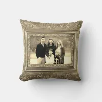 Vintage Wooden Frame Sepia View Add 2 Photos, YPI Throw Pillow