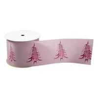 Dusty pink red Pagoda Christmas Tree  Satin Ribbon