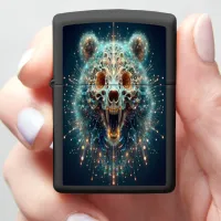 Bear Skull In Light Burst Zippo Lighter