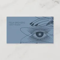 Dusty Blue Chic Modern Mystic Eye Tarot Reader  Business Card