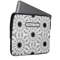 Monochrome Flower Pattern Laptop Sleeve