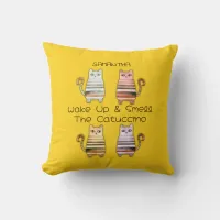 cute cats for cat lovers and coffee lovers throw pillow