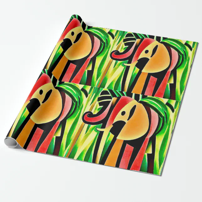 Multicolored elephant wrapping paper