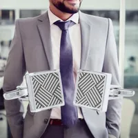 Modern stripes in black, white and gray - cool    cufflinks