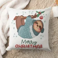 Lazy Sloth Christmas  Throw Pillow