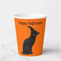 Cute Black Witch Cat Paper Cups