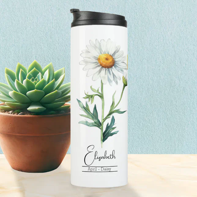 Birth Month Flower April Daisy Thermal Tumbler