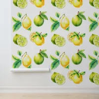 Lemon and Lime Kitchen Yellow and Green Citrus Wallpaper