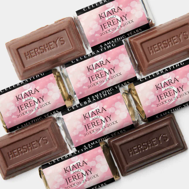 Elegant 5th Rose Quartz Wedding Anniversary Hershey's Miniatures