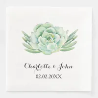 watercolor succulent floral wedding napkin