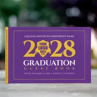 Purple Gold School College University Graduation Guest Book