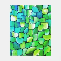 Playful Abstract Contemporary Green Pattern Fleece Blanket