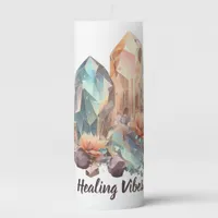 Crystals and Flowers Healing Vibes Pillar Candle