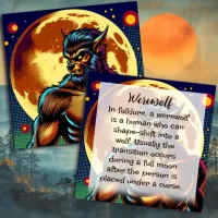 Comic Book Style Werewolf in Front of Full Moon