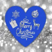 Merry and Bright Christmas in Silver and Blue | Paper Coaster