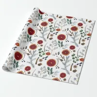 Winter Kitchen Rustic Pine & Orange Christmas Wrapping Paper