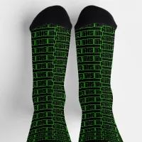 He She They Bold Green & Black Graphic  Socks