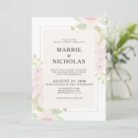 Blush Pink Rose Floral Watercolor Wedding Invite