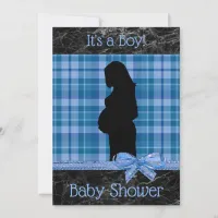 Blue and Black Plaid Baby Shower Invitation