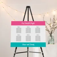 Aqua Hot Pink 6 Table Seating Chart Foam Board