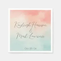 Pastel Peach & Teal Watercolor Wedding Suite