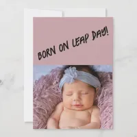 Pink Grunge Leap year Birth Announcement