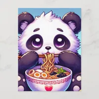 Adorable Panda Bear Eating Noodles Postcard