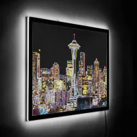 Dark be the Night - Luminous Seattle Skyline LED Sign