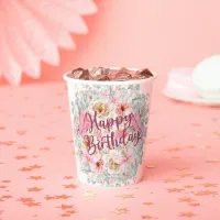 Elegant Floral Birthday Celebration Cup