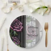 Purple roses by the window - gothic style paper plates