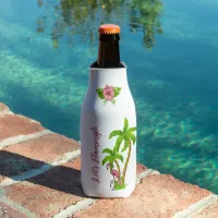 Tropical Flamingos and Flowers Bottle Cooler