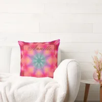 Monogram Name Colorful Blue Star Pattern | Throw Pillow